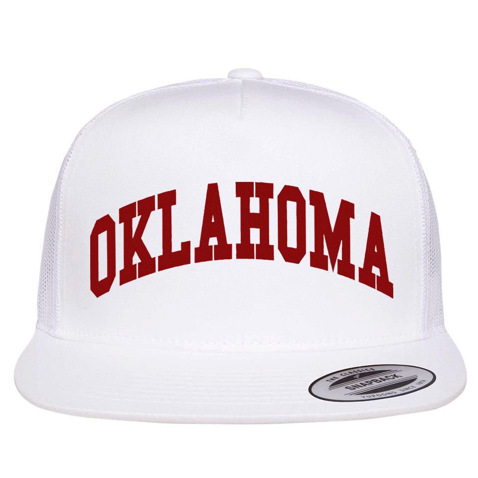 Oklahoma Throwback Design Classic Flat Bill Trucker Hat