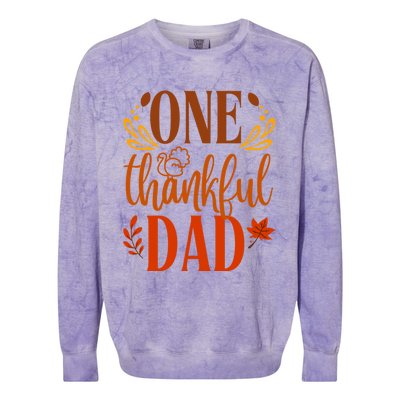 One Thankful Dad Thanksgiving Day Family Matching Thankful Funny Gift Colorblast Crewneck Sweatshirt