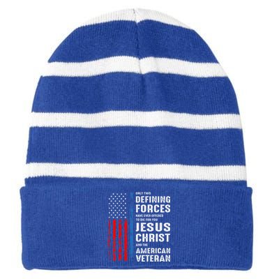 Only Two Defining Forces Have Ever Offered to Die for You Striped Beanie with Solid Band