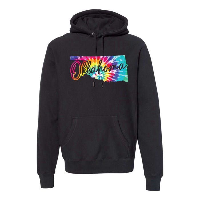 Oklahoma Tie Dye State Map Pride Hippie Vintage Retro Premium Hoodie