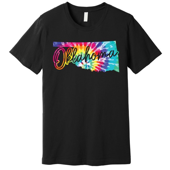 Oklahoma Tie Dye State Map Pride Hippie Vintage Retro Premium T-Shirt