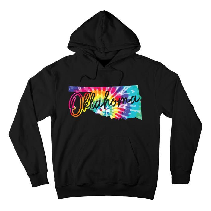 Oklahoma Tie Dye State Map Pride Hippie Vintage Retro Tall Hoodie