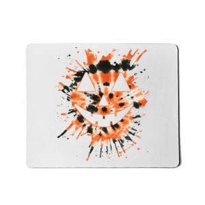 Orange Tie Dye Jack O Lantern Face Hippie Halloween Mousepad