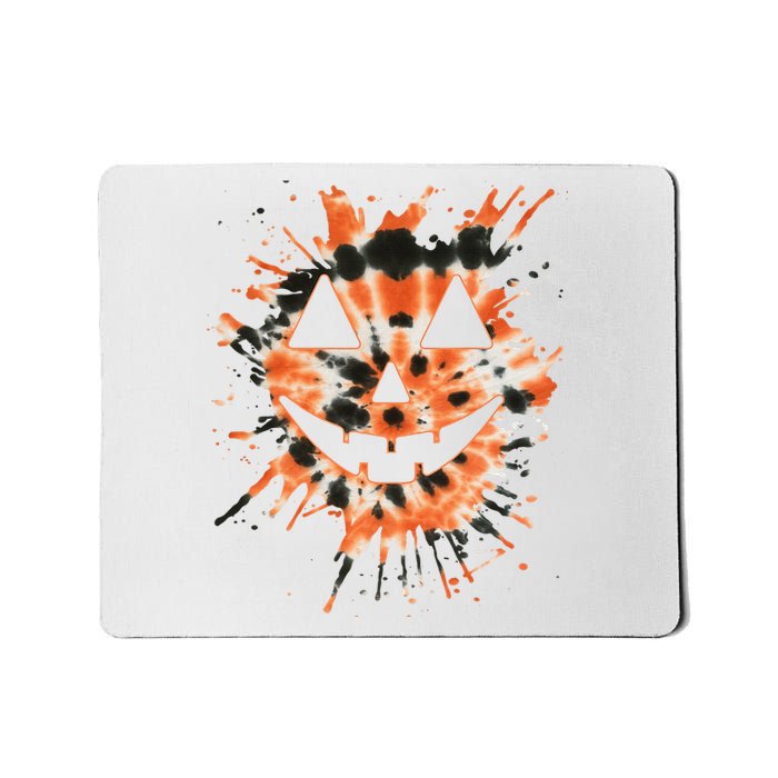 Orange Tie Dye Jack O Lantern Face Hippie Halloween Mousepad