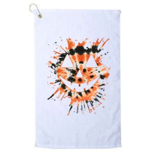 Orange Tie Dye Jack O Lantern Face Hippie Halloween Platinum Collection Golf Towel