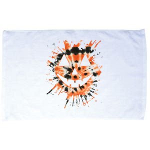 Orange Tie Dye Jack O Lantern Face Hippie Halloween Microfiber Hand Towel