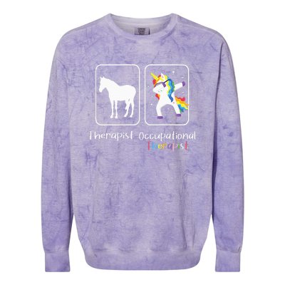 Occupational Therapist Dabbing Unicorn Healthcare Worker Colorblast Crewneck Sweatshirt