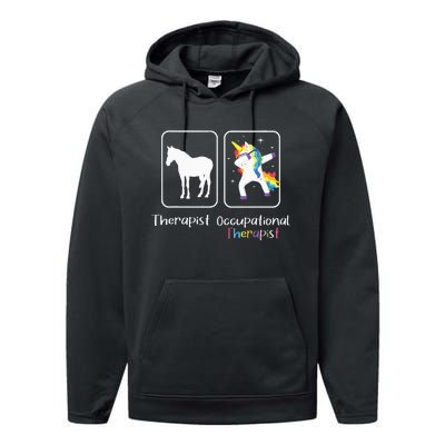 Occupational Therapist Dabbing Unicorn Healthcare Worker Performance Fleece Hoodie