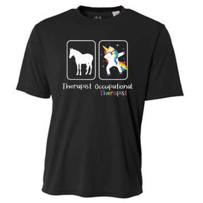 Occupational Therapist Dabbing Unicorn Healthcare Worker Cooling Performance Crew T-Shirt