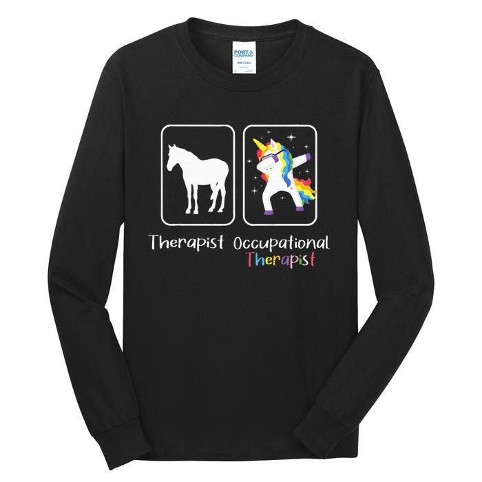 Occupational Therapist Dabbing Unicorn Healthcare Worker Tall Long Sleeve T-Shirt