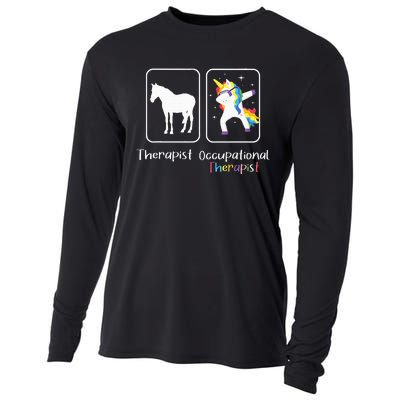 Occupational Therapist Dabbing Unicorn Healthcare Worker Cooling Performance Long Sleeve Crew