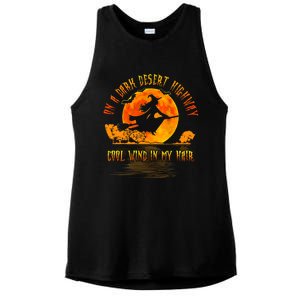 On The Dark Desert Highway Witch Riding Broom Night Hippies Cute Gift Ladies PosiCharge Tri-Blend Wicking Tank