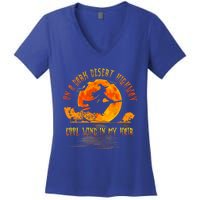 On The Dark Desert Highway Witch Riding Broom Night Hippies Cute Gift Women's V-Neck T-Shirt