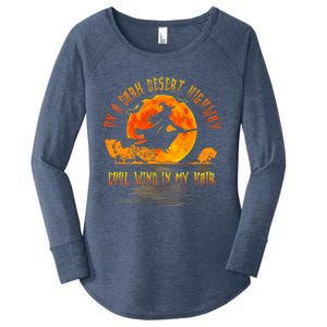 On The Dark Desert Highway Witch Riding Broom Night Hippies Cute Gift Women's Perfect Tri Tunic Long Sleeve Shirt