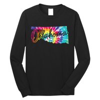 Oklahoma Tie Dye State Map Pride Hippie Vintage Retro Long Sleeve Shirt