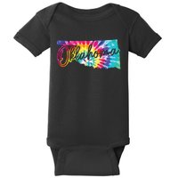 Oklahoma Tie Dye State Map Pride Hippie Vintage Retro Baby Bodysuit