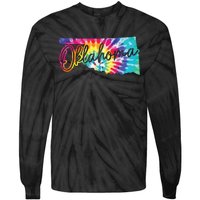 Oklahoma Tie Dye State Map Pride Hippie Vintage Retro Tie-Dye Long Sleeve Shirt