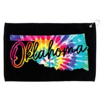 Oklahoma Tie Dye State Map Pride Hippie Vintage Retro Grommeted Golf Towel