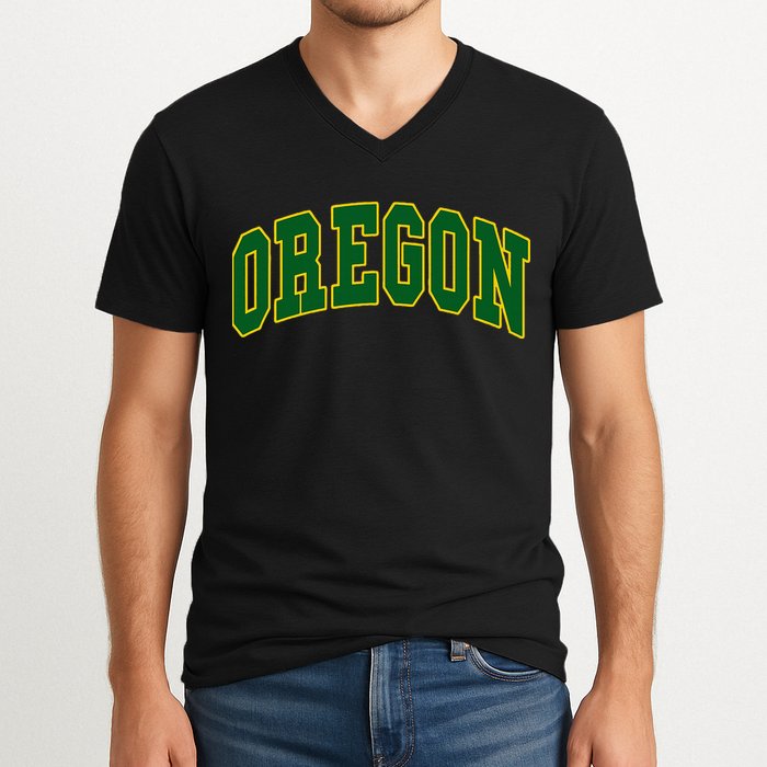 Oregon Throwback Design Classic V-Neck T-Shirt