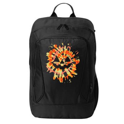 Orange Tie Dye Pumpkin Face Jack O Lantern Halloween Hippie City Backpack