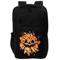 Orange Tie Dye Pumpkin Face Jack O Lantern Halloween Hippie Impact Tech Backpack