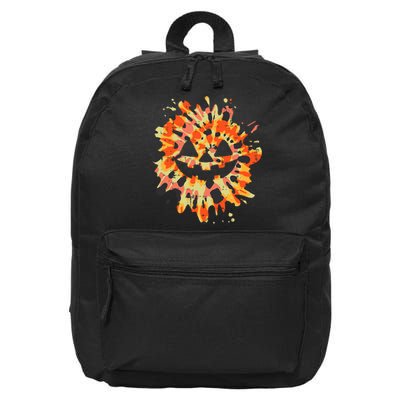 Orange Tie Dye Pumpkin Face Jack O Lantern Halloween Hippie 16 in Basic Backpack