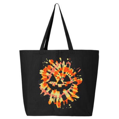 Orange Tie Dye Pumpkin Face Jack O Lantern Halloween Hippie 25L Jumbo Tote