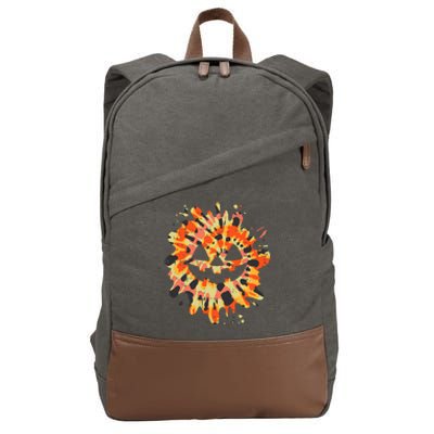 Orange Tie Dye Pumpkin Face Jack O Lantern Halloween Hippie Cotton Canvas Backpack