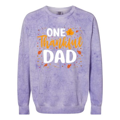 One Thankful Dad Matching Family Fall Thanksgiving Costume Colorblast Crewneck Sweatshirt