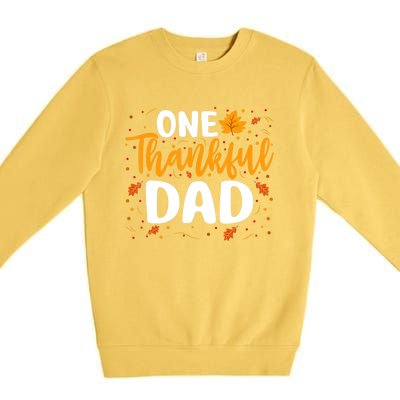 One Thankful Dad Matching Family Fall Thanksgiving Costume Premium Crewneck Sweatshirt