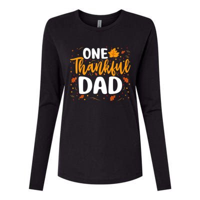 One Thankful Dad Matching Family Fall Thanksgiving Costume Womens Cotton Relaxed Long Sleeve T-Shirt