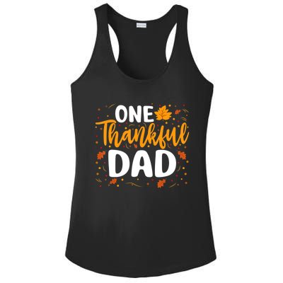 One Thankful Dad Matching Family Fall Thanksgiving Costume Ladies PosiCharge Competitor Racerback Tank