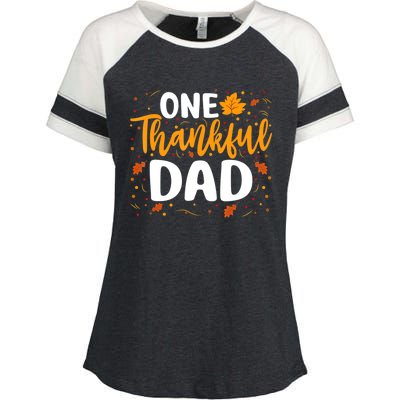 One Thankful Dad Matching Family Fall Thanksgiving Costume Enza Ladies Jersey Colorblock Tee