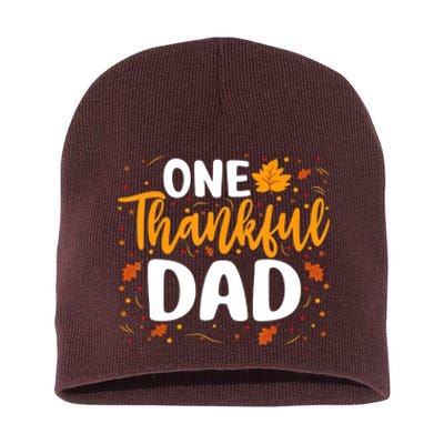 One Thankful Dad Matching Family Fall Thanksgiving Costume Short Acrylic Beanie