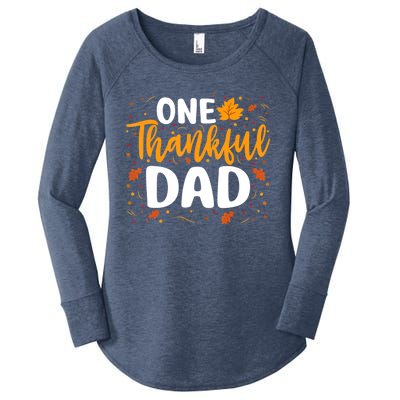 One Thankful Dad Matching Family Fall Thanksgiving Costume Women's Perfect Tri Tunic Long Sleeve Shirt