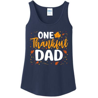 One Thankful Dad Matching Family Fall Thanksgiving Costume Ladies Essential Tank