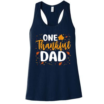 One Thankful Dad Matching Family Fall Thanksgiving Costume Women's Racerback Tank