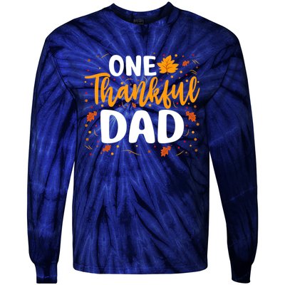 One Thankful Dad Matching Family Fall Thanksgiving Costume Tie-Dye Long Sleeve Shirt