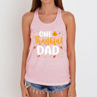 One Thankful Dad Matching Family Fall Thanksgiving Costume Women's Knotted Racerback Tank