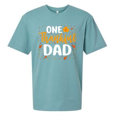 One Thankful Dad Matching Family Fall Thanksgiving Costume Sueded Cloud Jersey T-Shirt