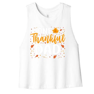 One Thankful Dad Matching Family Fall Thanksgiving Costume Women's Racerback Cropped Tank