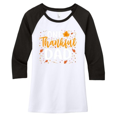 One Thankful Dad Matching Family Fall Thanksgiving Costume Women's Tri-Blend 3/4-Sleeve Raglan Shirt