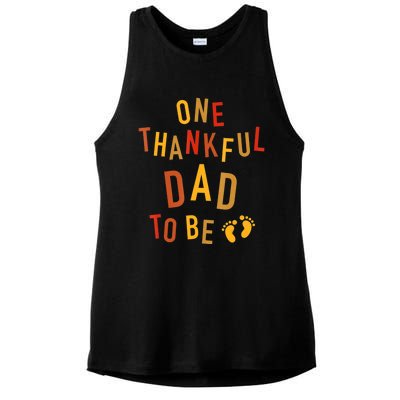 One Thankful Dad To Be Thanksgiving Pregnancy Announcement Ladies PosiCharge Tri-Blend Wicking Tank