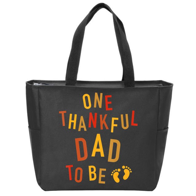 One Thankful Dad To Be Thanksgiving Pregnancy Announcement Zip Tote Bag