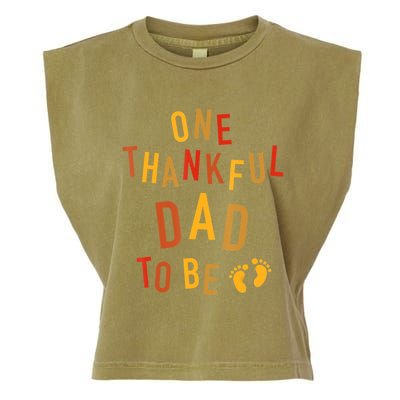 One Thankful Dad To Be Thanksgiving Pregnancy Announcement Garment-Dyed Women's Muscle Tee