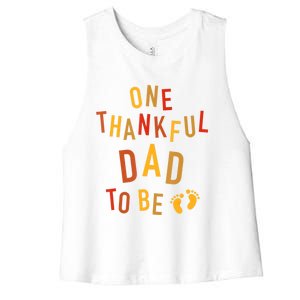 One Thankful Dad To Be Thanksgiving Pregnancy Announcement Women's Racerback Cropped Tank