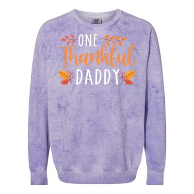 One Thankful Daddy Thanksgiving Day Family Matching Gift Colorblast Crewneck Sweatshirt