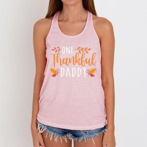 One Thankful Daddy Thanksgiving Day Family Matching Gift Women's Knotted Racerback Tank