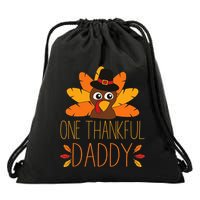 One Thankful Daddy Turkey Thanksgiving Fall  Father Dad Drawstring Bag