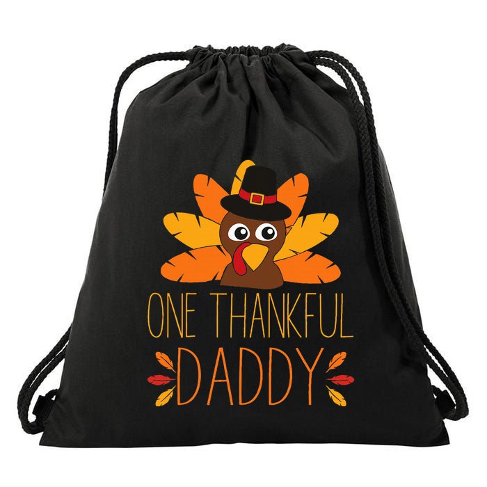 One Thankful Daddy Turkey Thanksgiving Fall  Father Dad Drawstring Bag